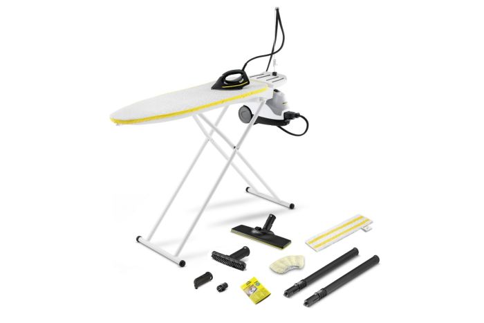 Пароочиститель Karcher SI 4 EasyFix Iron, 2000Вт, 800мл, 3.5Бар, глад.доска, утюг, швабра, белый