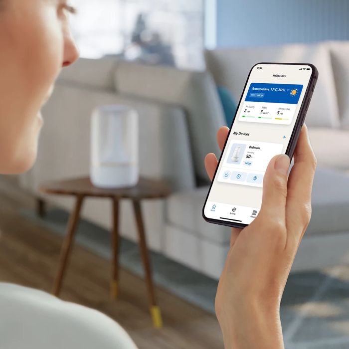 Зволожувач повітря Philips традиційне зволоження Series 1001, 41м2, 3л, 275мл/г, електр. кер-ння, режим сну, нічник, білий