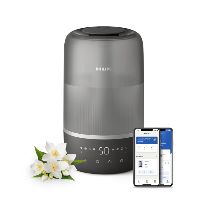 Зволожувач повітря Philips традиційне зволоження Series 1000, 41м2, 3л, 275мл/г, електр. кер-ння, режим сну, нічник, темно-синій