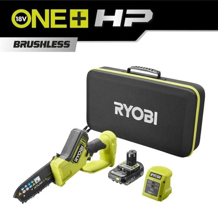 Пила цепная аккумуляторная Ryobi ONE+ HP RY18PSX15A-120T 18В акб 1х2А·ч ЗУ 15см 1.19кг кейс