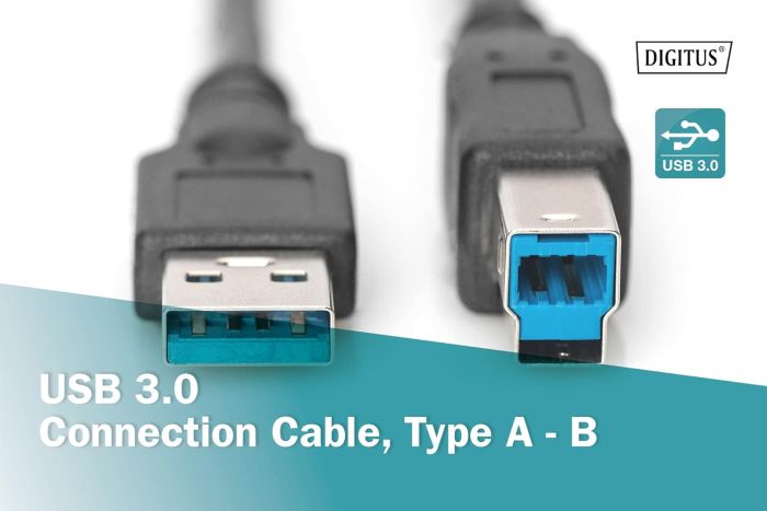 Кабель DIGITUS USB 3.0 (AM/BM) 1.8м, чорний
