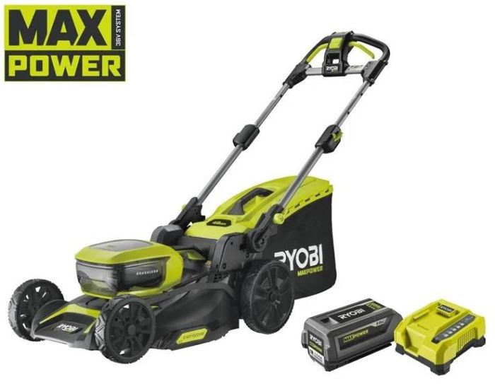 Газонокосилка аккумуляторная Ryobi Max Power RY36LMX46A-150 36В акб 1х5А·ч 46см 55л 25-75мм 22.5кг