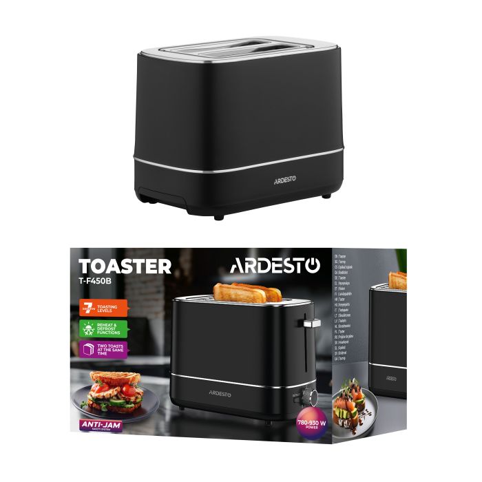 Тостер Ardesto , 800Вт, пластик, 2 слота, чорний ARDESTO T-F450B