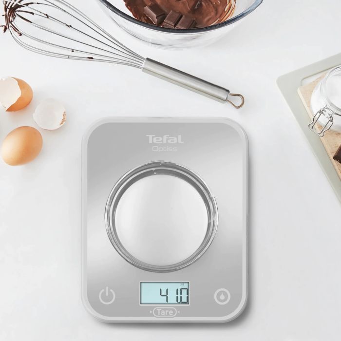 Ваги Tefal кухонні Optiss, 5кг, AAAx2 в комплекті, скло, срібло