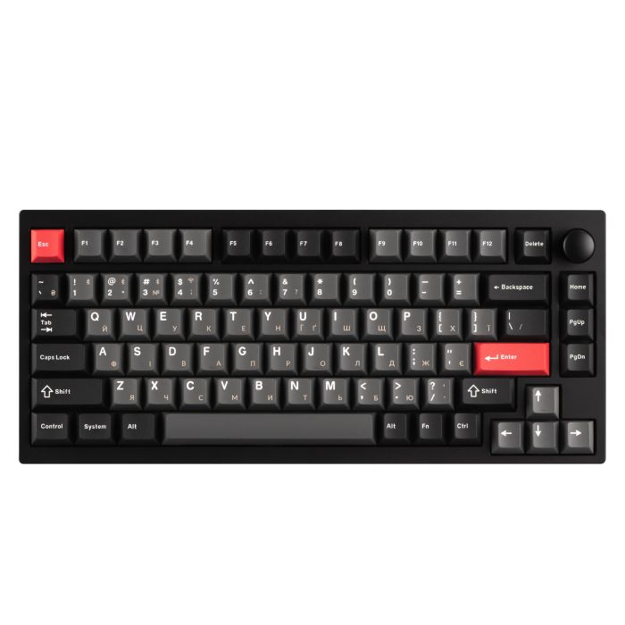 Клавиатура механическая Lemokey  P1 Pro 84Key, Keychron Super Banana, WL/BT/USB-A, QMK/VIA, Hot-Swap, EN/UKR, RGB,  Knob, Carbon Black