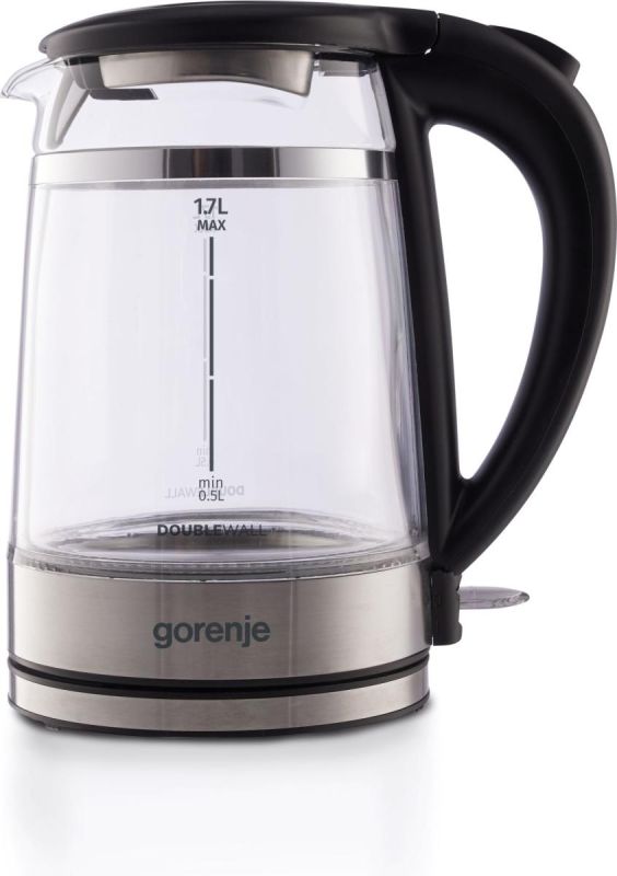 Електрочайник Gorenje 1.7л, 2,200 Вт, strix контроль, скло, чорний