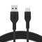 Кабель USB-A > USB-C заряджання/синхронізації Belkin 3м, 15Вт, Type-C, силіконовий з кліпсою, чорний