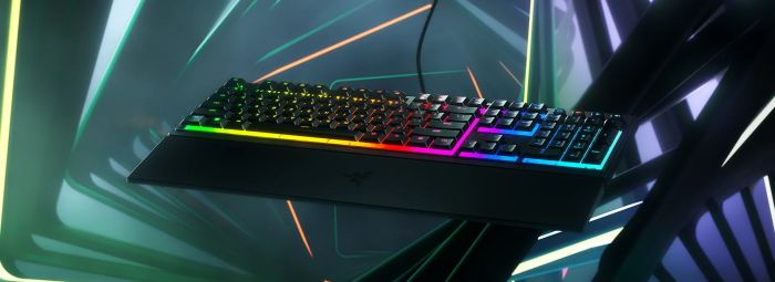 Клавиатура механическая Razer Ornata V3 104key, Mecha-Membrane Switch, USB-A, EN/UK, RGB, чёрный