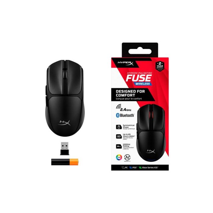 Мишь HyperX Pulsefire FUSE, RGB, USB-A/WL/BT, черный