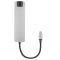 Хаб 2E USB-С > 2хUSB-A 2.0/USB-A 3.0/USB-C PD/HDMI/Ethernet, 0.15м, серый