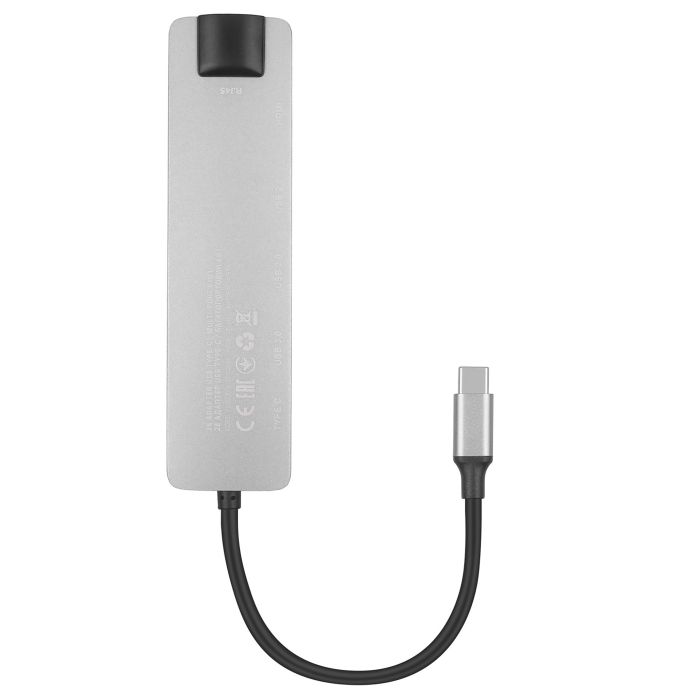 Хаб 2E USB-С > 2хUSB-A 2.0/USB-A 3.0/USB-C PD/HDMI/Ethernet, 0.15м, серый