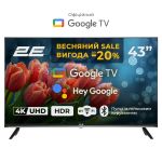 Телевізор 43" 2E LED 4K 60Hz Smart Google TV Black