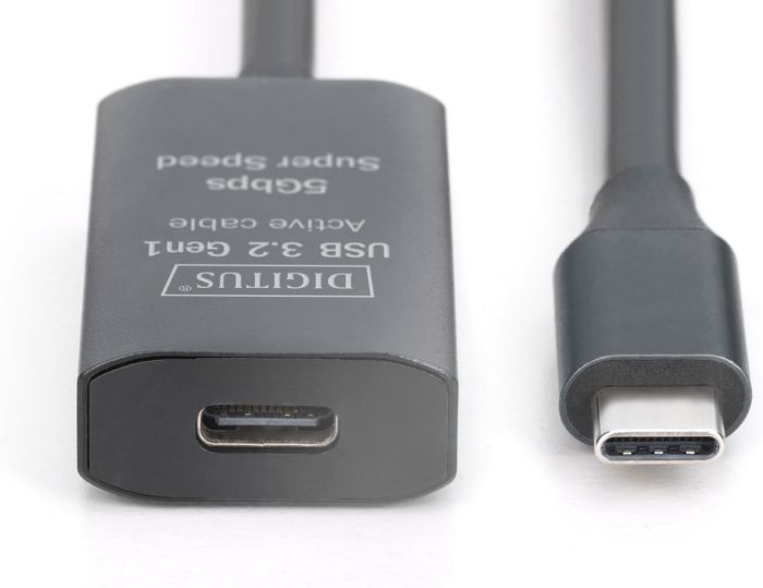 Удлинитель DIGITUS USB 3.2 Gen1 Active Cable 5G, C/M-C/F, 10м, черный