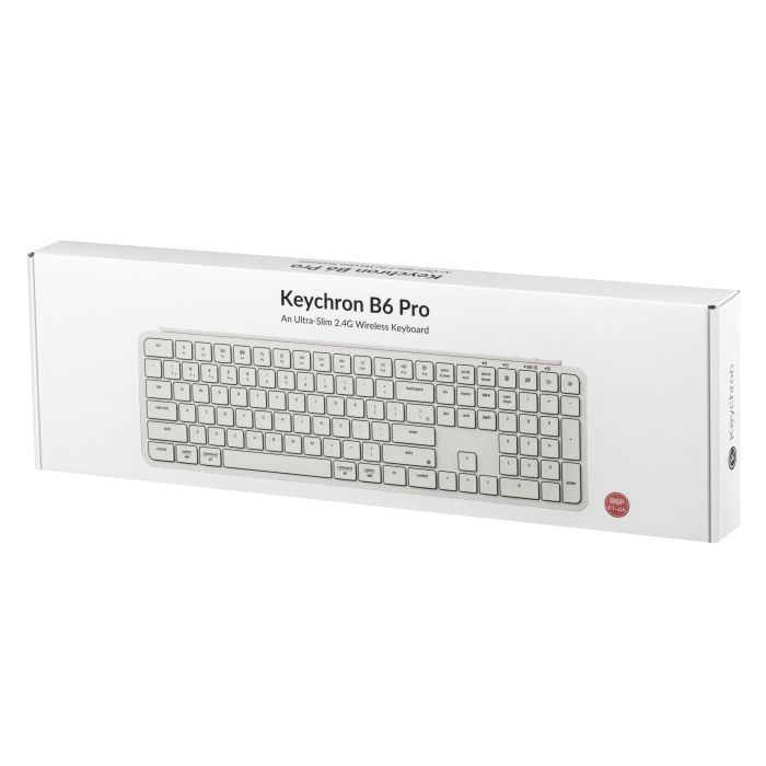 Клавіатура мембрана Keychron B6 Pro, USB/WL/BT, ivory white