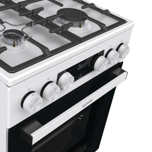 Плита Gorenje газова, 67л, 50x60см, дисплей, IconLed, чавун, білий