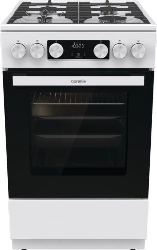 Плита Gorenje газовая, 67л, 50x60см, дисплей, IconLed, чугун, белый