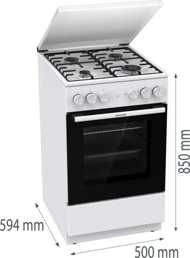 Плита Gorenje комби, 68л, 50x60см, эмалированные реш, с крышкой, белый