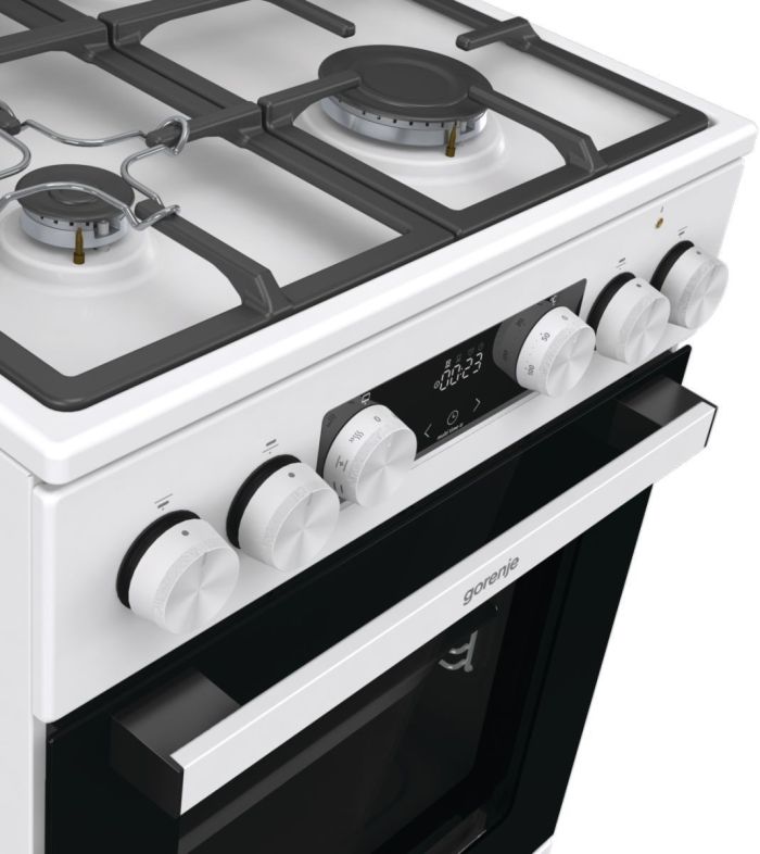 Плита Gorenje комби, 70л, 50x60см, IconLed, чугун, с крышкой, белый