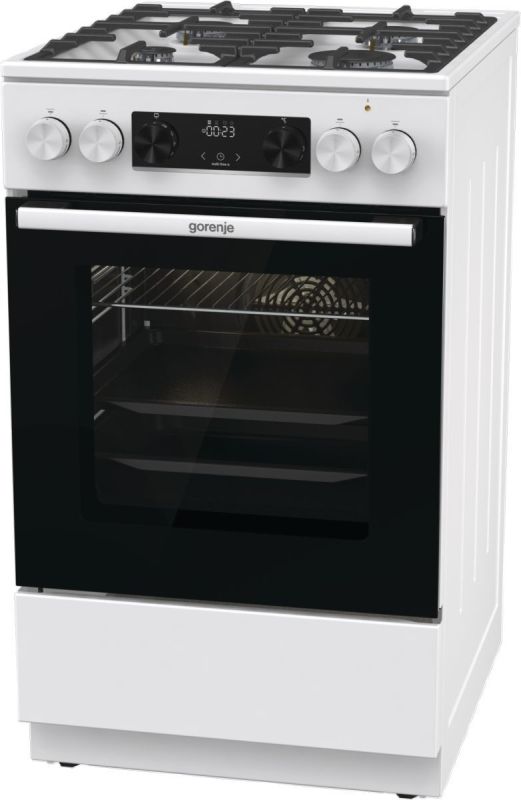 Плита Gorenje комби, 70л, 50x60см, дисплей,  чугун, белый
