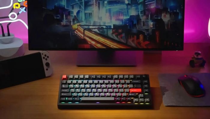 Клавиатура механическая Lemokey  P1 Pro 84Key, Keychron Super Brown, WL/BT/USB-A, QMK/VIA, Hot-Swap, EN/UKR, RGB,  Knob, Carbon Black
