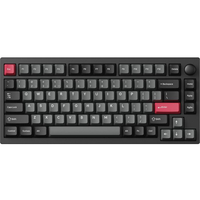 Клавиатура механическая Lemokey  P1 Pro 84Key, Keychron Super Red, WL/BT/USB-A, QMK/VIA, Hot-Swap, EN/UKR, RGB,  Knob, Carbon Black