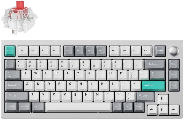 Клавиатура механическая Lemokey  P1 Pro 84Key, Keychron Super Red, WL/BT/USB-A, QMK/VIA, Hot-Swap, EN/UKR, RGB,  Knob, Space Silver