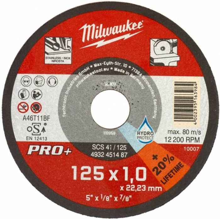 Диск отрезной Milwaukee по металлу PRO+, 125х1х22.2мм