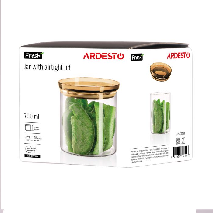 Банка для хранения Ardesto Fresh 700мл, стекло, пластик, прозрачный