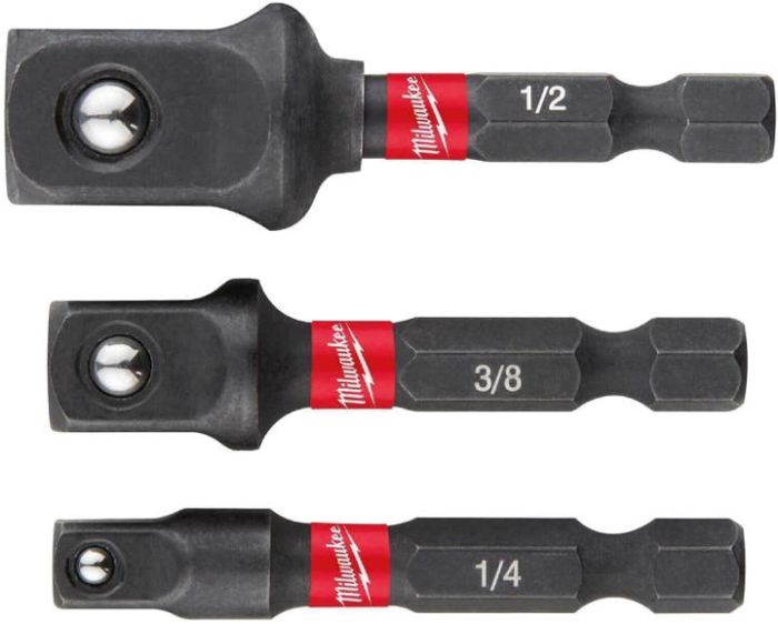 Перехідник Milwaukee, набір 3шт, 1/4",3/8",1/2", для торцевих головок