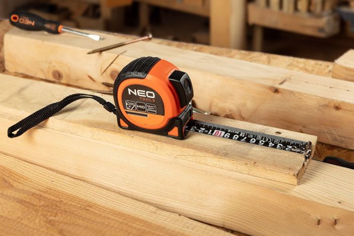 Рулетка Neo Tools Super Black, 5мx19мм, с фиксатором сматывания, магнит