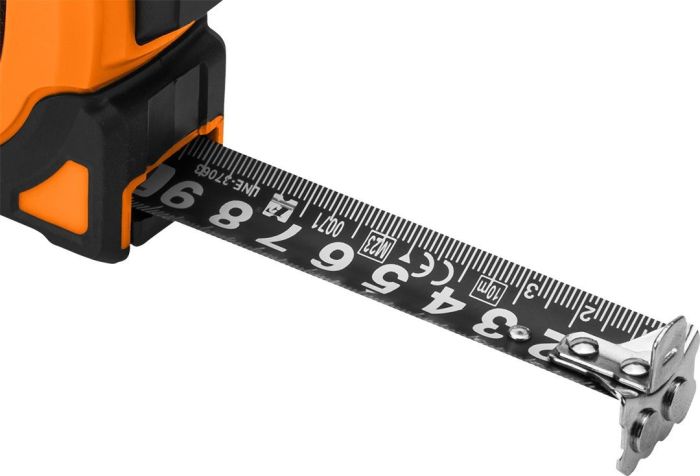 Рулетка Neo Tools Super Black, 3мx16мм, с фиксатором сматывания, магнит