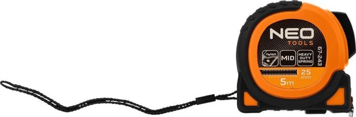 Рулетка Neo Tools Super Black, 5мx25мм, с фиксатором сматывания, магнит