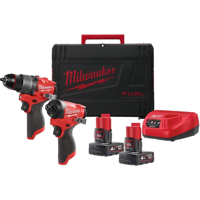 Набор из двух аккумуляторных инструментов Milwaukee M12 FPP2A2-402X шуруповерт-дрель M12 FPD2-0 вертолет M12 FID2-0 акб М12 2х4А·час ЗП C12C кейс