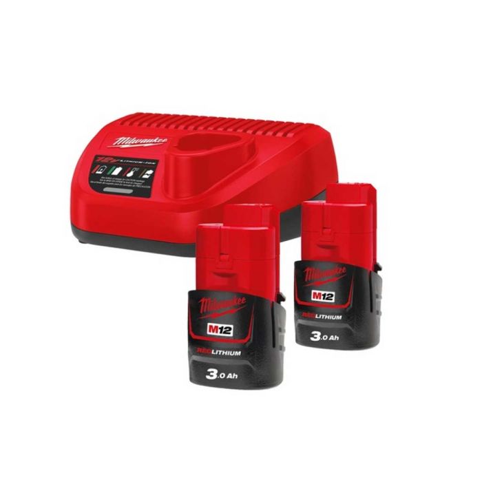 Набор аккумулятора и зарядного устройства Milwaukee NRG-302 12В 2х3Ач Redlithium M12, ЗП С12C