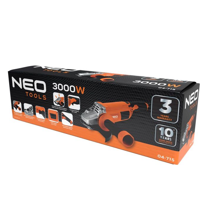 Шлифмашина угловая Neo Tools 230мм 3000Вт 6600об·мин 5.6кг
