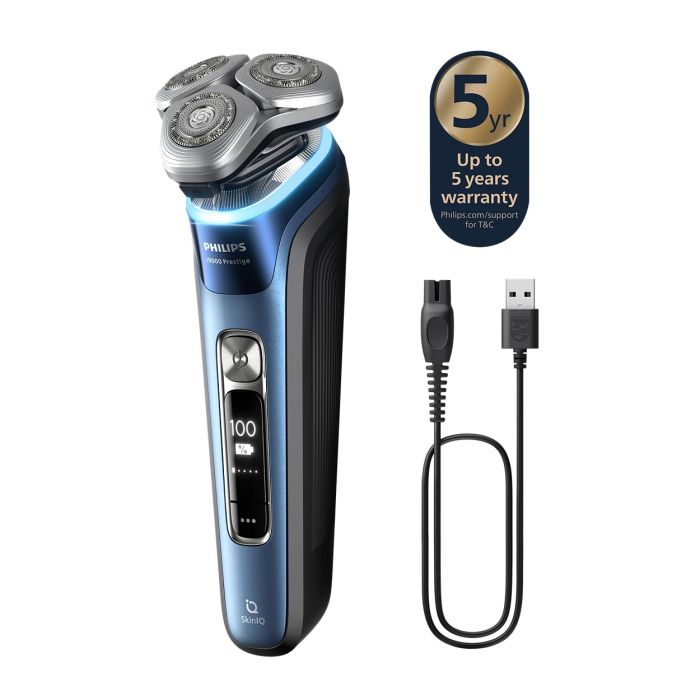 Бритва електр. Philips Series i9000 Prestige SkinIQ роторная,  бритв.головок-3, Li-Ion, сух.+влажн., триммер,индикат. заряда, тверд. чехол, синий
