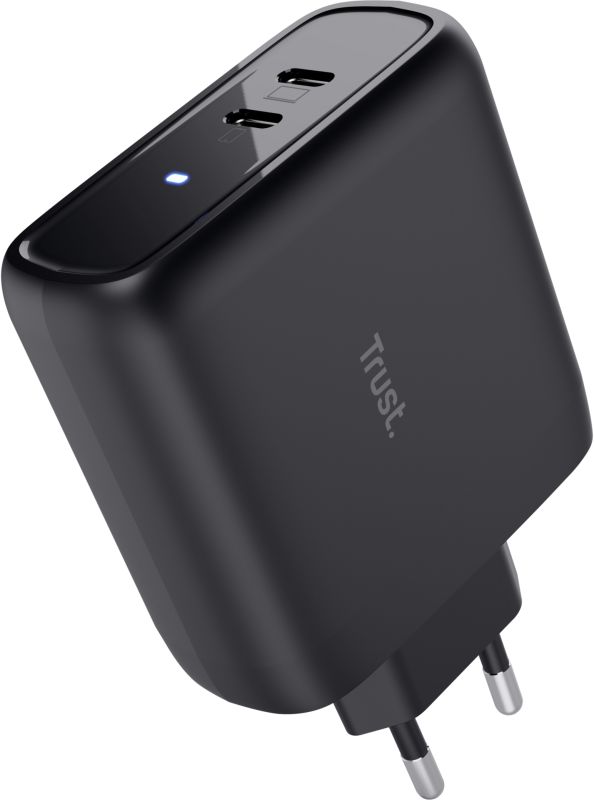 Зарядное устройство сетевое Trust Maxo 65Вт, 2xUSB-C PD, чорный