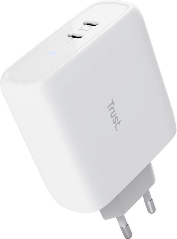 Зарядное устройство сетевое Trust Maxo 65Вт, 2xUSB-C PD, белый