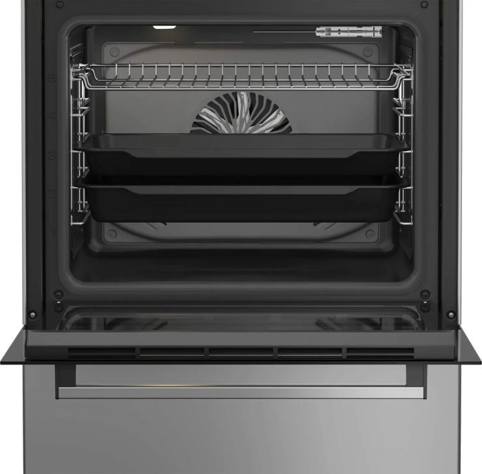 Плита Beko комбінована, 72л, 60x60см, дисплей, конвекція, чавун, чорний