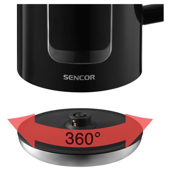 Електрочайник Sencor 1.7л, Strix, LED дисплей, подвійні стінки, сенс. керування, чорний