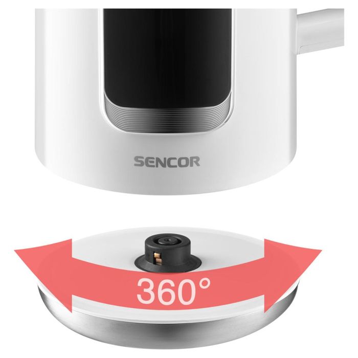 Электрочайник Sencor 1.7л, Strix, LED дисплей, двойные стенки, белый