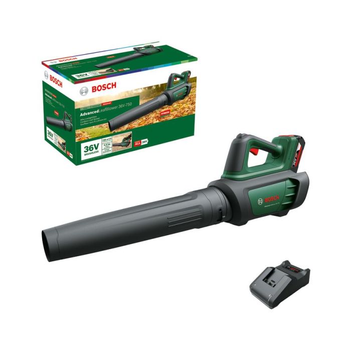 Повітродув садовий акумуляторний Bosch AdvancedLeafBlower 36В-750 АКБ 1х2А·год ЗП 200км/год 3.5кг