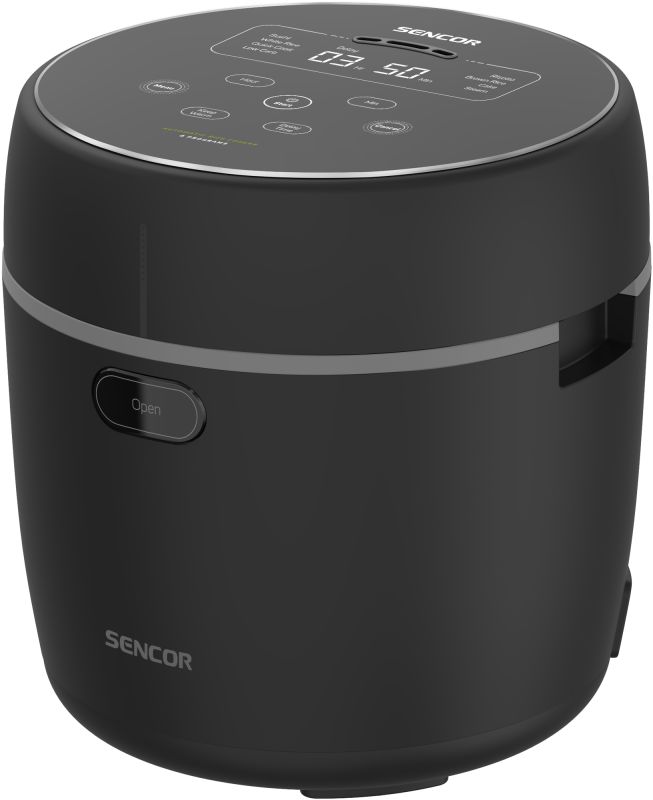 Рисоварка Sencor 350Вт, чаша-0.6л, сенсорне керування, 8 програм, нерж. сталь, пластик, чорний