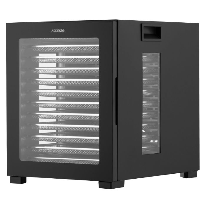 Сушарка для продуктів  Ardesto , 850Вт, піддонів -12x3см, макс-70°С, таймер, електр. управління, нерж., чорний ARDESTO FDB-1242