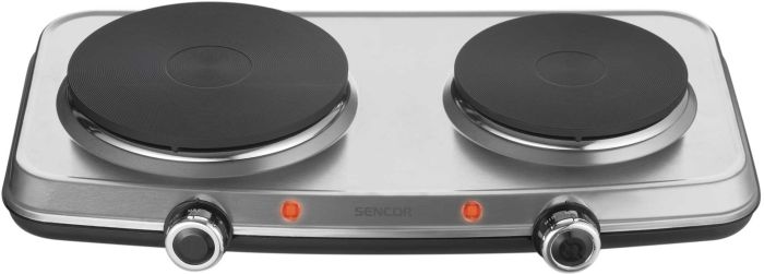 Плитка настольная Sencor электрическая, комф. - 2 на 1.5кВт и 1кВт, 15 и 18 см, управл. - мех., нерж. сталь