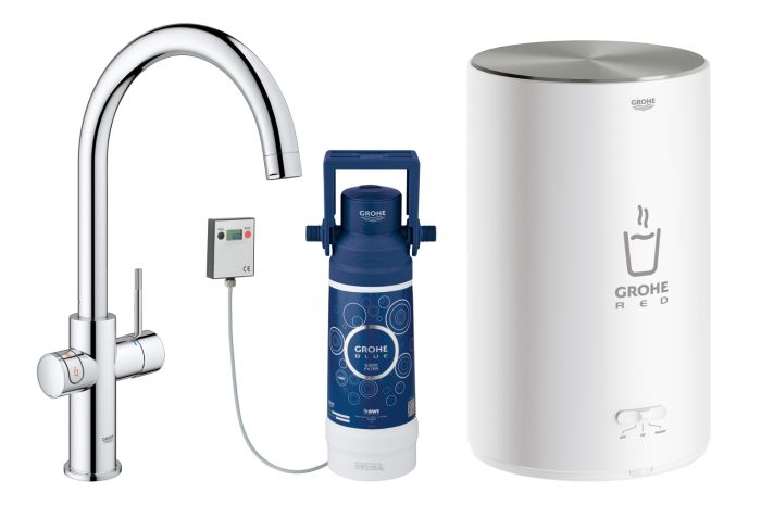 Комплект смесителя для кухни GROHE Red Duo и бойлерная система M размера