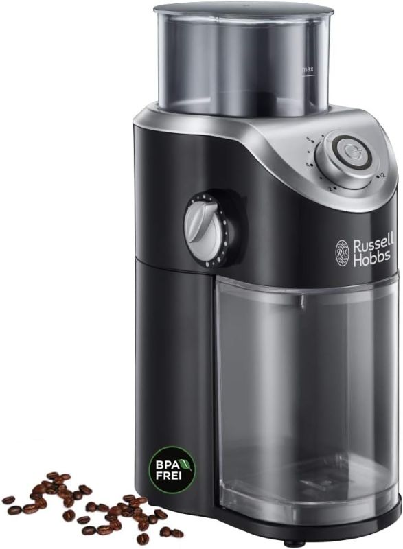 Кавомолка Russell Hobbs жорнова Classic, 140Вт, об'єм зерен-100г, регул.ступеню помолу, пластик, чорний