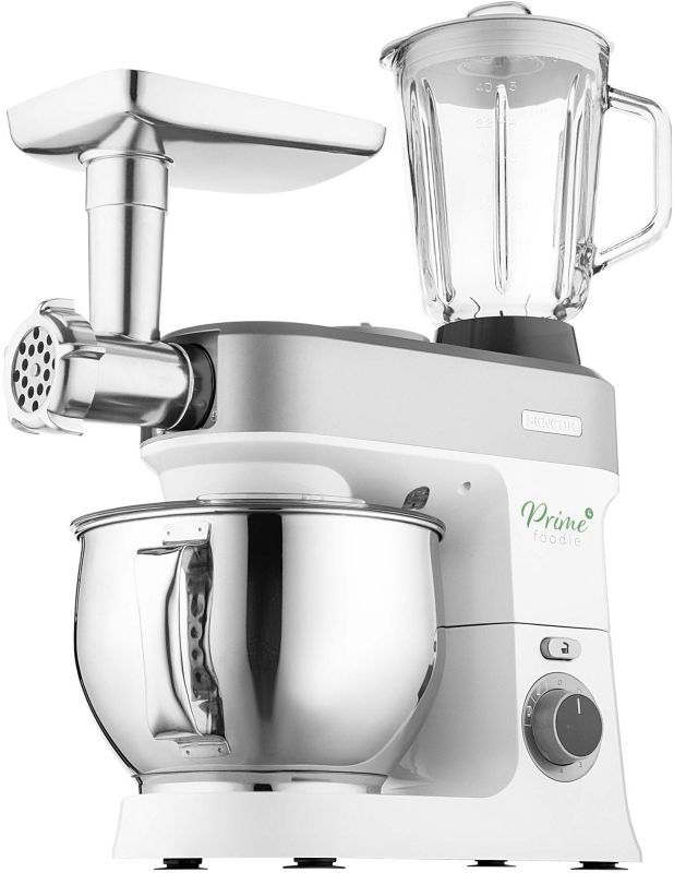 Кухонная машина Sencor 1200Вт, чаша-металл, корпус-пластик, насадок-19, подсветка, белый
