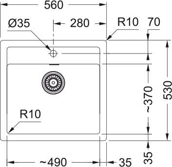 Мийка кухонна Franke Sirius тектонайт, прямокут., без крила, 560х530х200мм, чаша - 1, врізна, сірий граніт