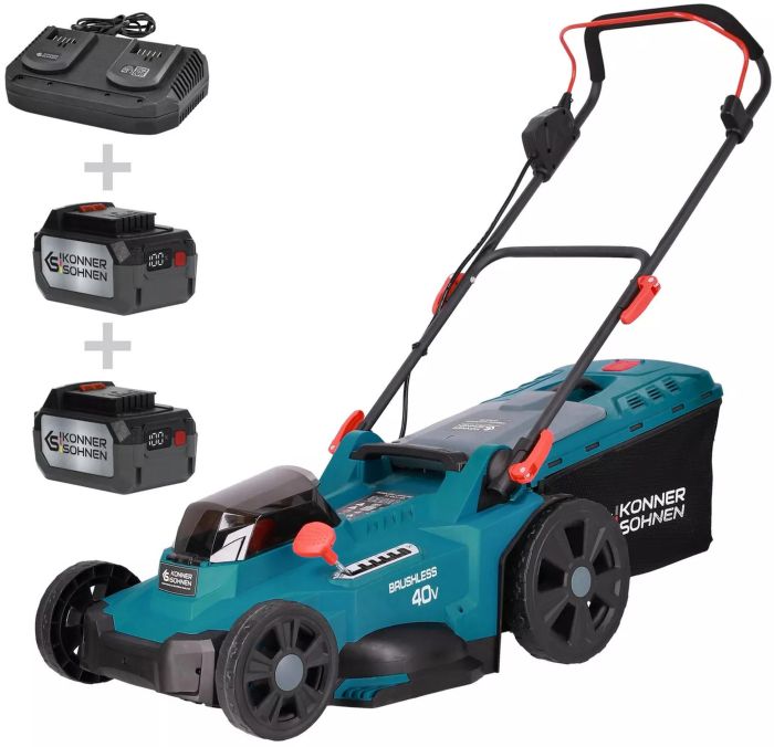 Газонокосилка аккумуляторная Konner&Sohnen KS 43LM-40V 40В(20+20) акб 2?4А·час 43см 50л 25-75мм 15.5кг
